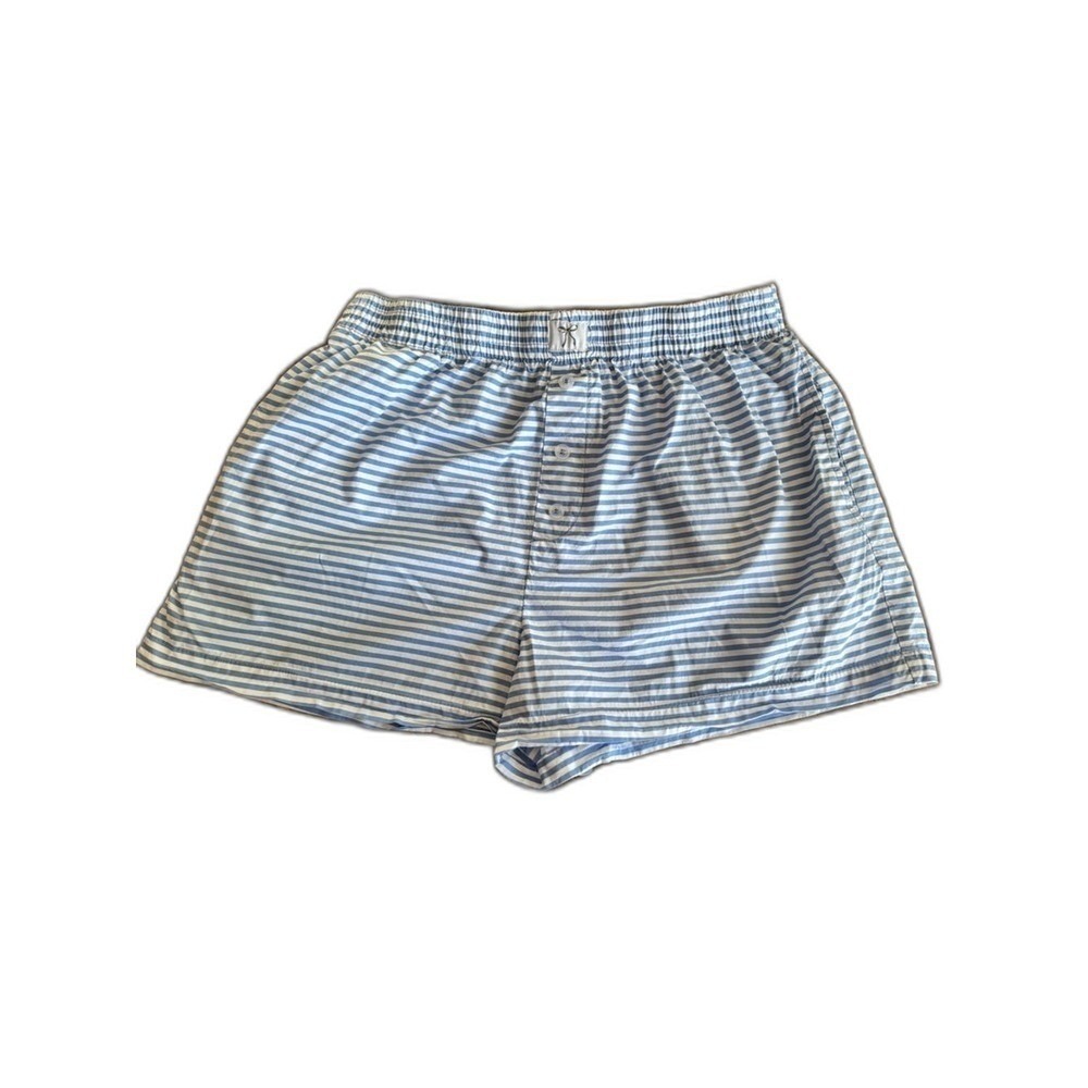 Better Together Classic Blue & White Striped Women's Pajama Shorts 100% Cotton